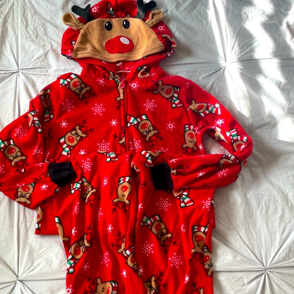 Fleece Reindeer onsie pjs